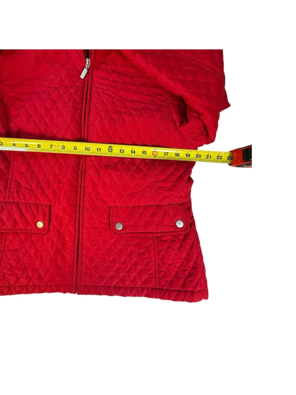 Jane Ashley Red Quilted Zip Front Jacket Womens Medium Lightweight Puffer Coat